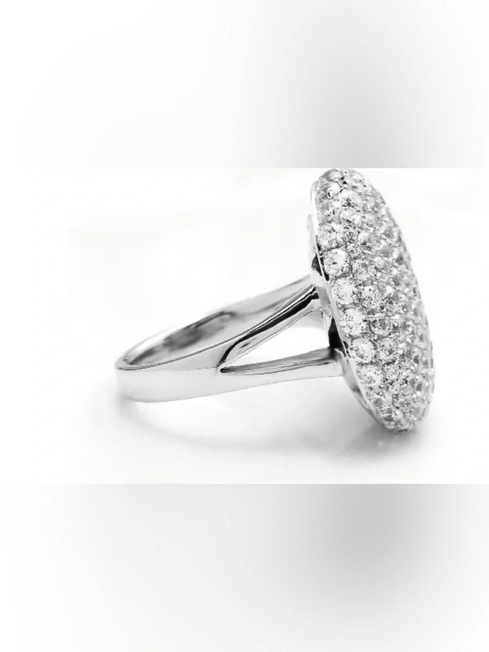 Italian Jewelry Boutique Silver Plated Sparkling Crystal Cocktail Ring Sz 8 NWOT